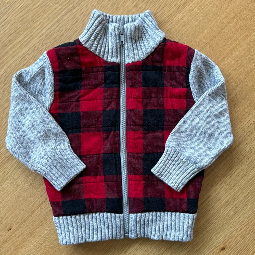 2T boys quilted Sherpa lined zip up